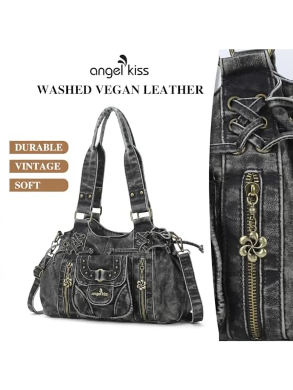 Faux Leather Small Hobo Bag with Removable Strap